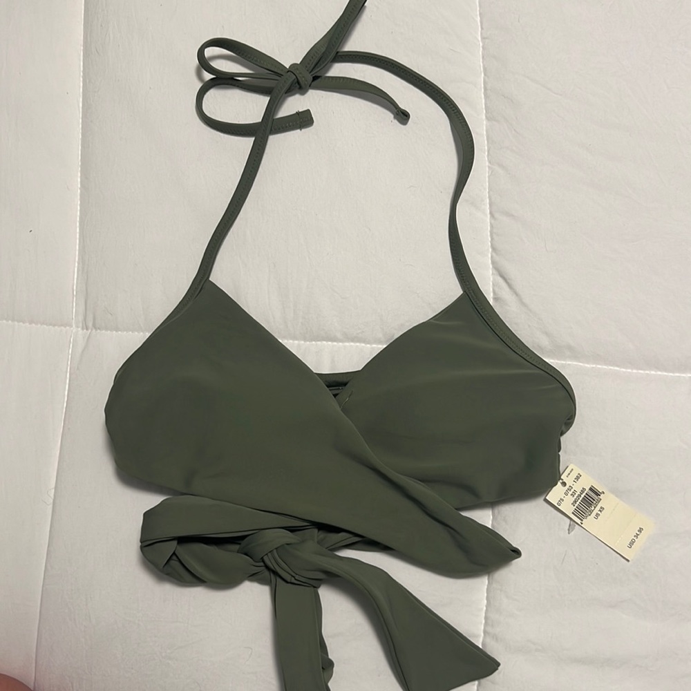 aerie Olive Green Wrap Bikini Top